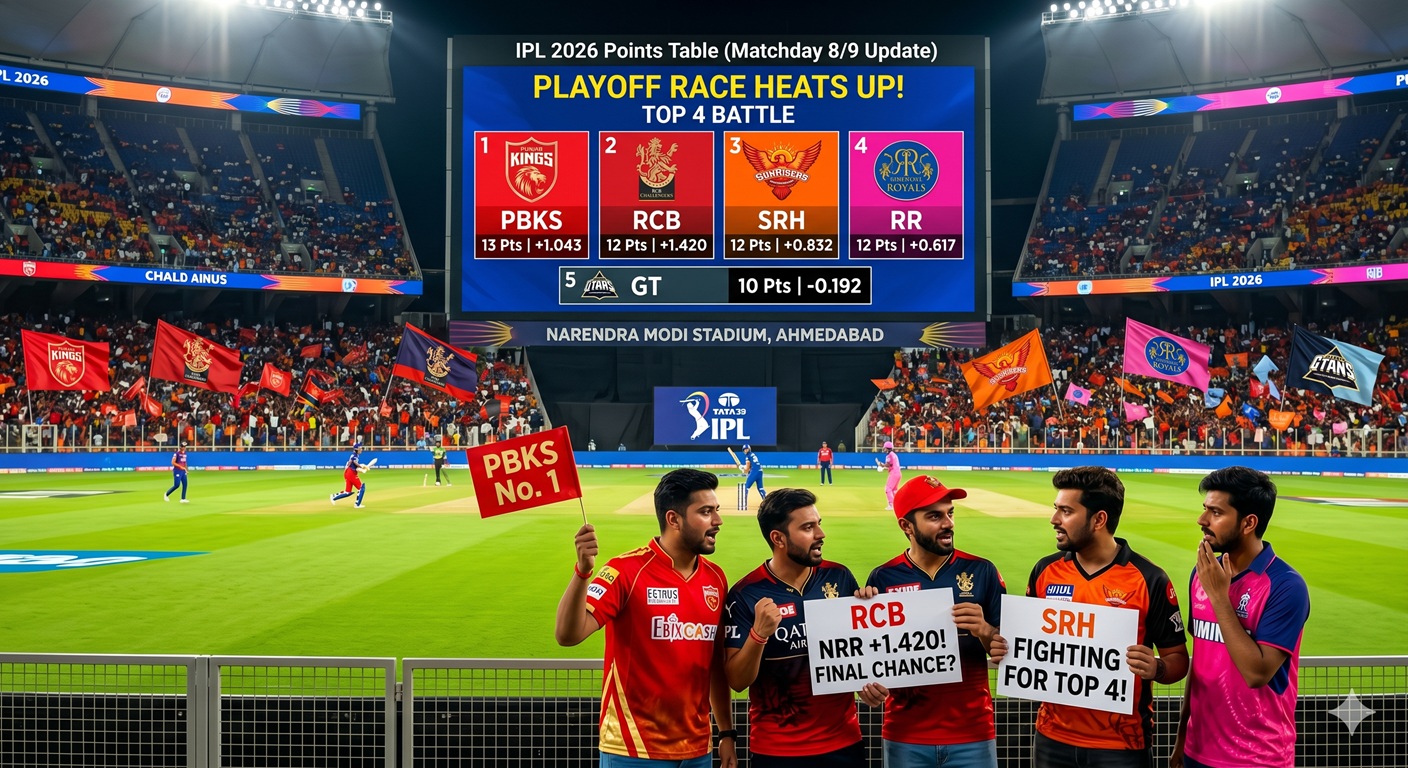 IPL 2026 Points Table Analysis: Playoff Race Heats Up — Who Will Make the Top 4?